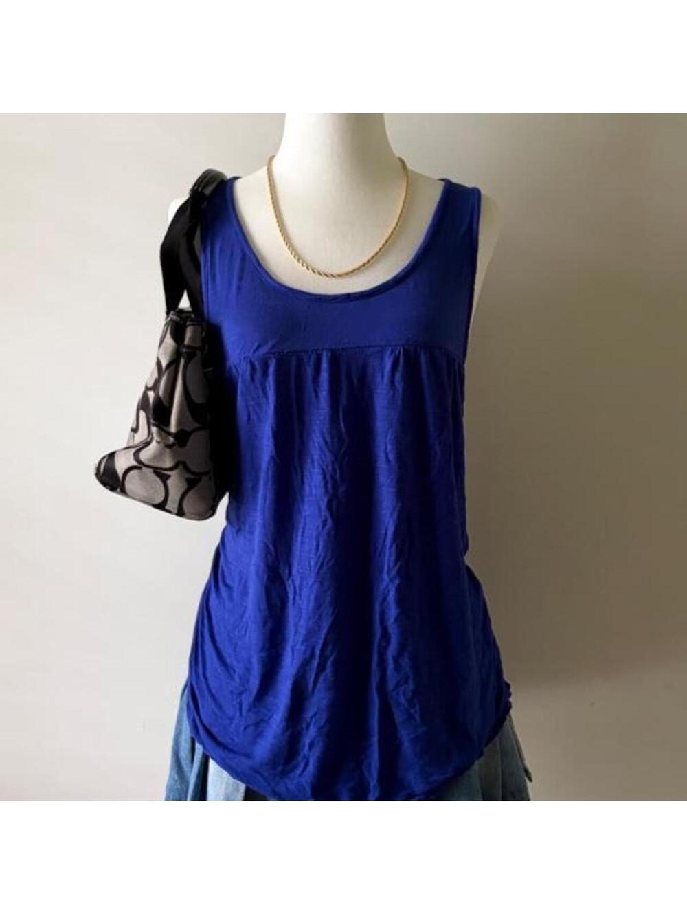 Y2K American Eagle Blue Swing Tank | Boho Empire Waist Tunic Top Coastal Girl